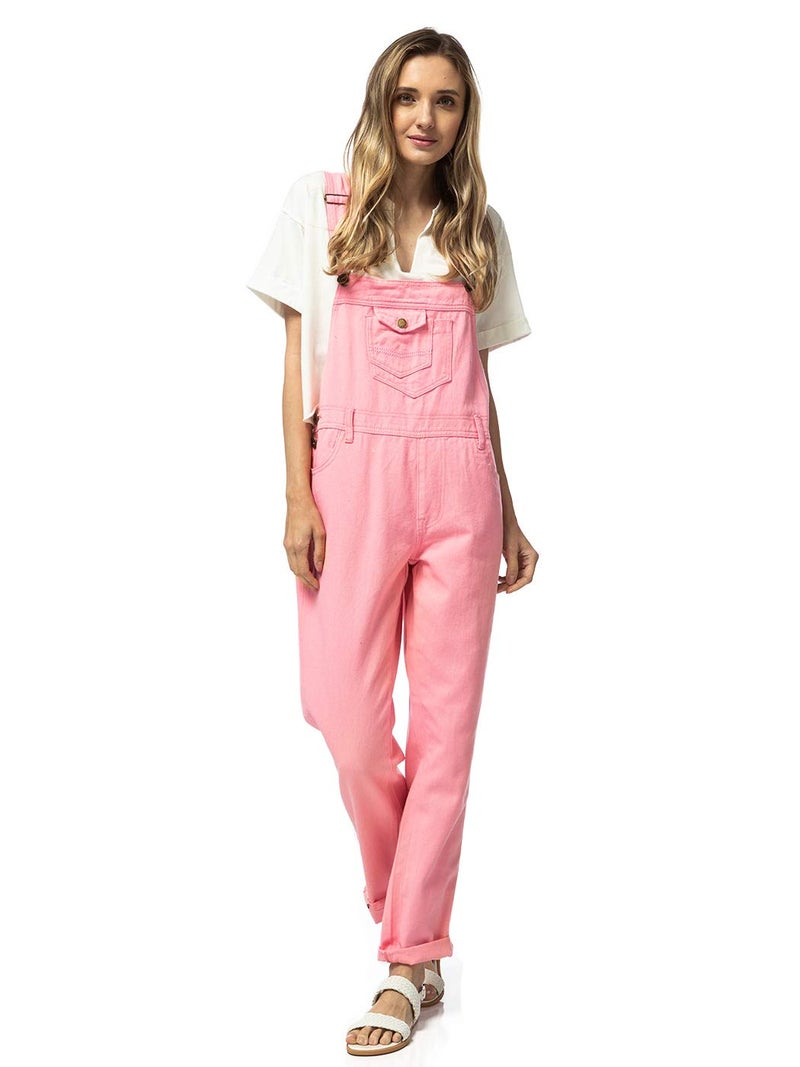 Anna-Kaci Womens Overalls Casual Vintage Loose Straight Leg Denim Bib Overalls Jean Jumpsuits Pink Large/X-Large - Image 3